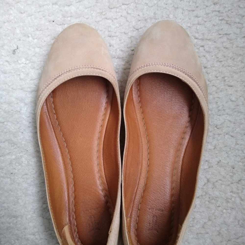 Blush Pink Suede Frye Carson Flats